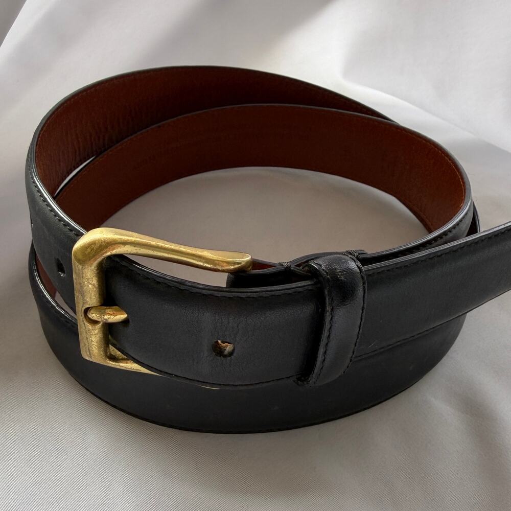 Vintage 90s Coach 5950 Vintage Handcrafted in Italy Black Leather Belt Size 34